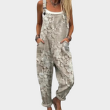 Ivetka | Sivý overal s jemnou botanickou potlačou