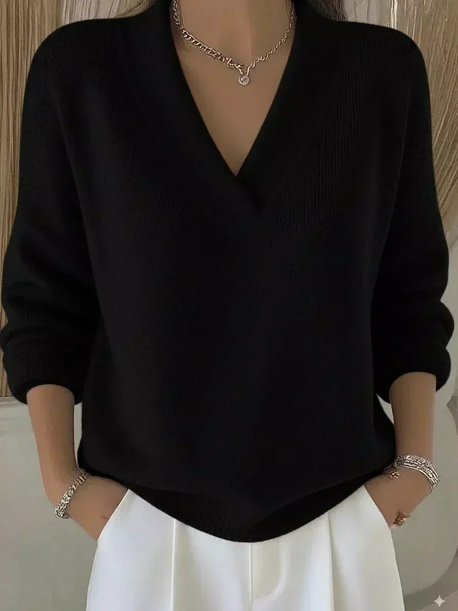 Violeta | Voľný sveter s výstrihom do V-neck