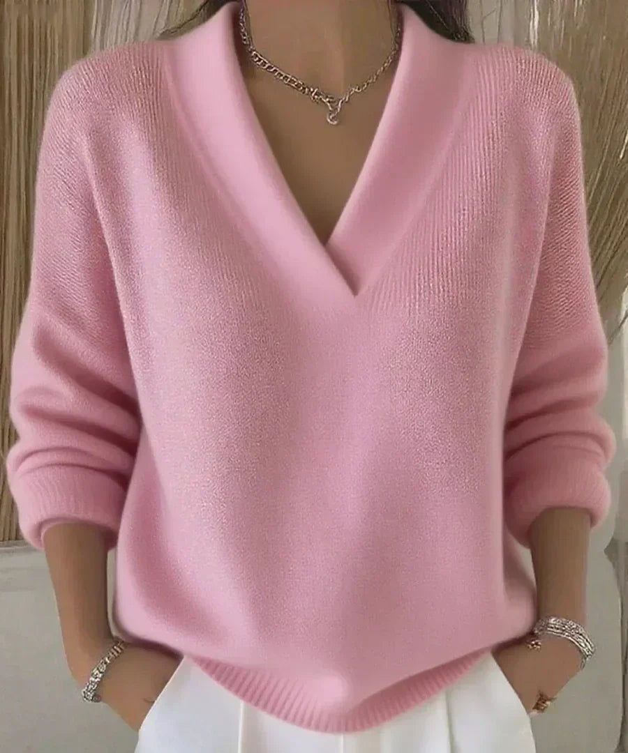 Violeta | Voľný sveter s výstrihom do V-neck