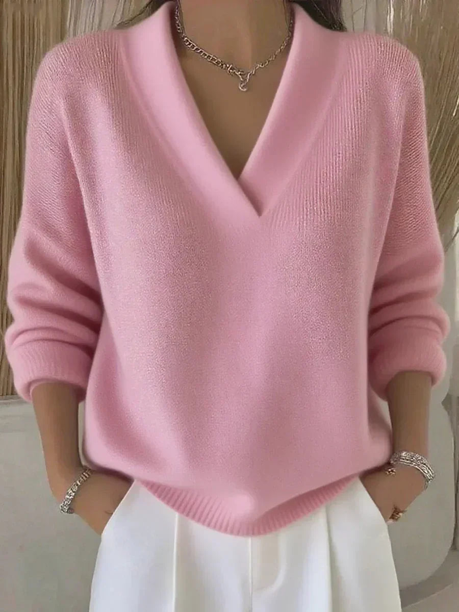 Violeta | Voľný sveter s výstrihom do V-neck
