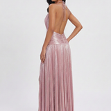 Ivana | Lesklé ružové maxi šaty